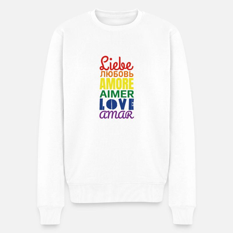 Liebe - Männer Premium Bio Pullover - Weiß