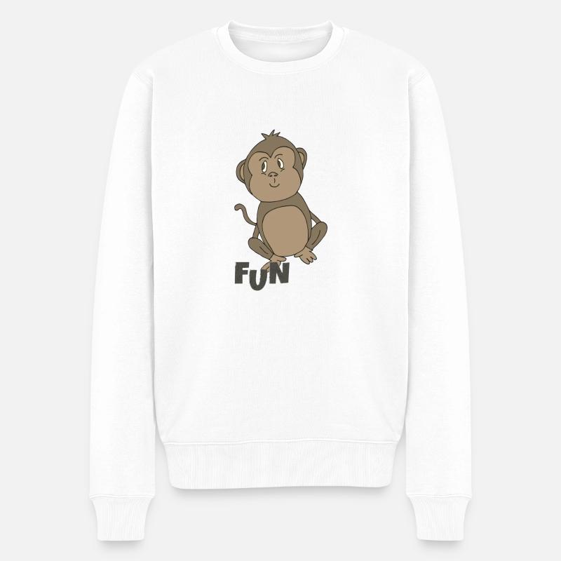 AFFE FUN - Männer Premium Bio Pullover - Weiß