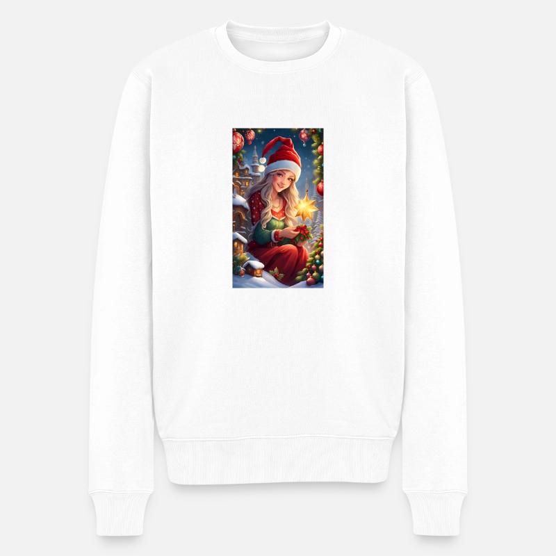 Weihnachtsgrüße - Männer Premium Bio Pullover - Weiß