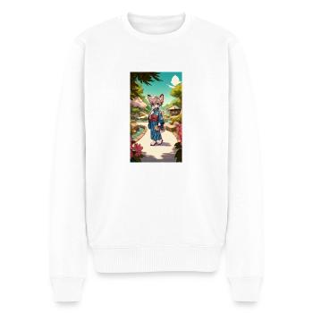 Journée sereine au jardin japonais - Pull Premium bio Homme - blanc - Devant - Thijin (182cm)