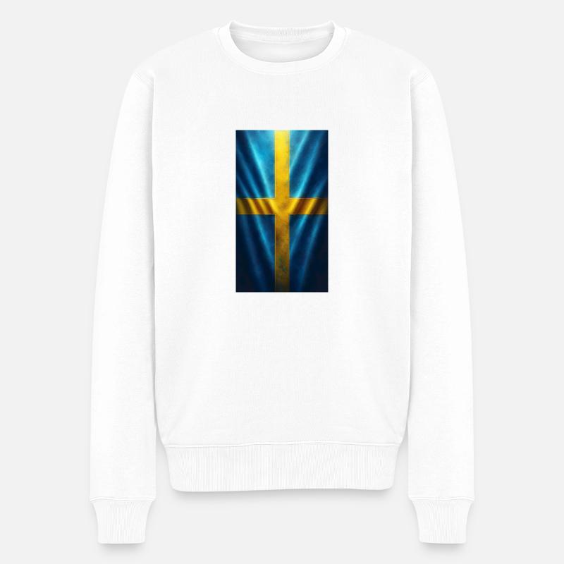 Die schwedische Flagge - Männer Premium Bio Pullover - Weiß
