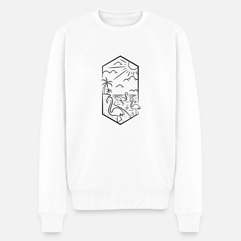Flamingos - Männer Premium Bio Pullover - Weiß