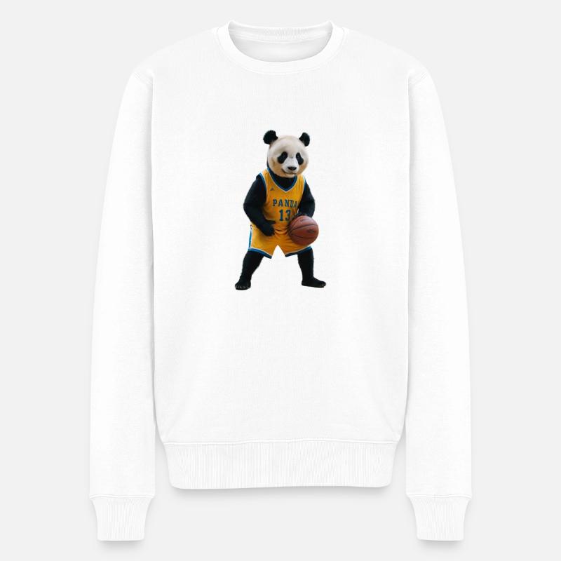 Sportlicher Panda - Männer Premium Bio Pullover - Weiß