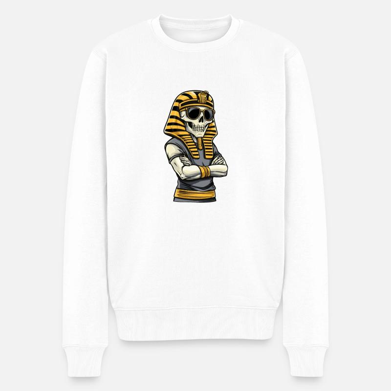 Pharao Skull - Männer Premium Bio Pullover - Weiß