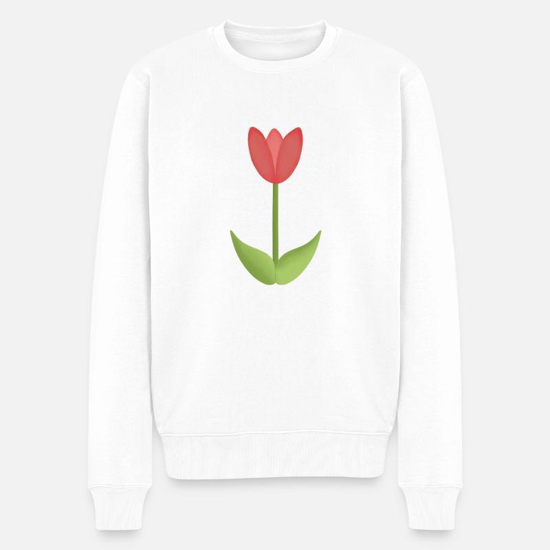 Rote Tulpe - Männer Premium Bio Pullover - Weiß