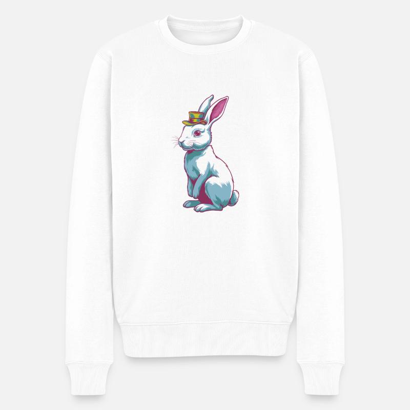 Lapin avec chapeau - Pull Premium bio Homme - blanc