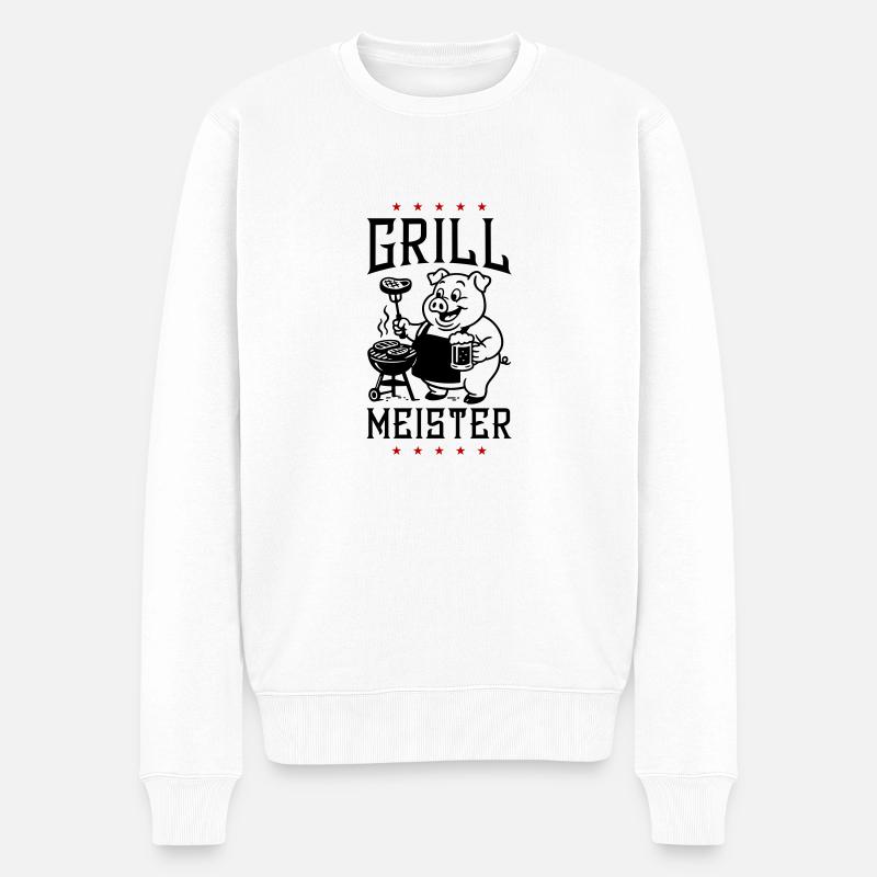 Grillmeister Grillen Schwein - Männer Premium Bio Pullover - Weiß