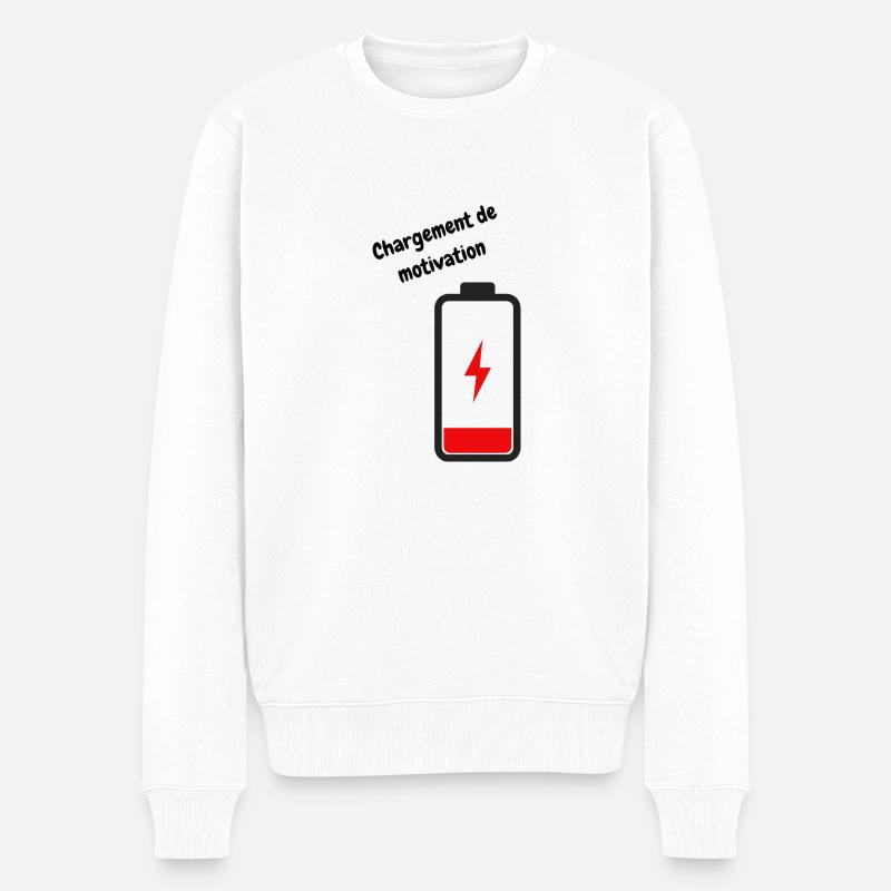 Motivations-Ladung - Männer Premium Bio Pullover - Weiß