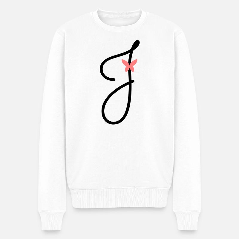 Lettre J Papillon Lettre - Pull Premium bio Homme - blanc