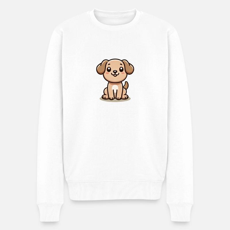 Süßer Welpe - Männer Premium Bio Pullover - Weiß
