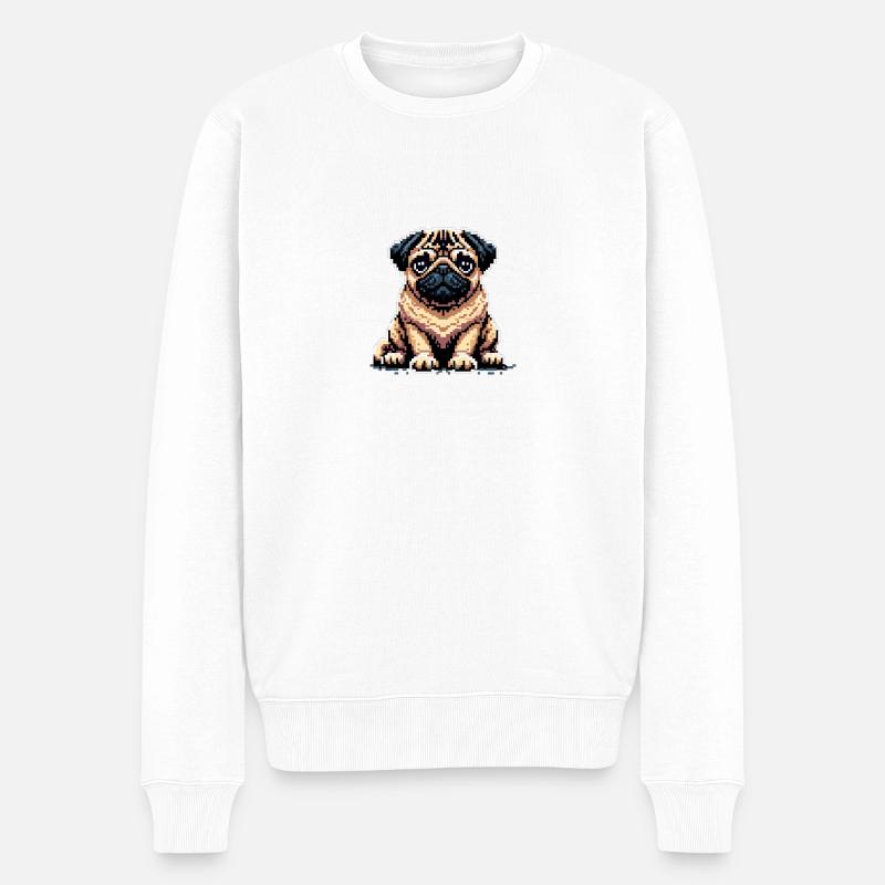 Carlin pixel - Pull Premium bio Homme - blanc