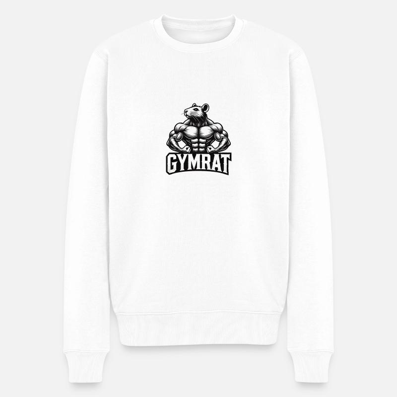 GymRat Flexing - Pull Premium bio Homme - blanc