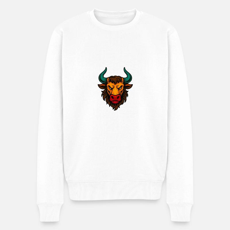 Stierkopf - Männer Premium Bio Pullover - Weiß