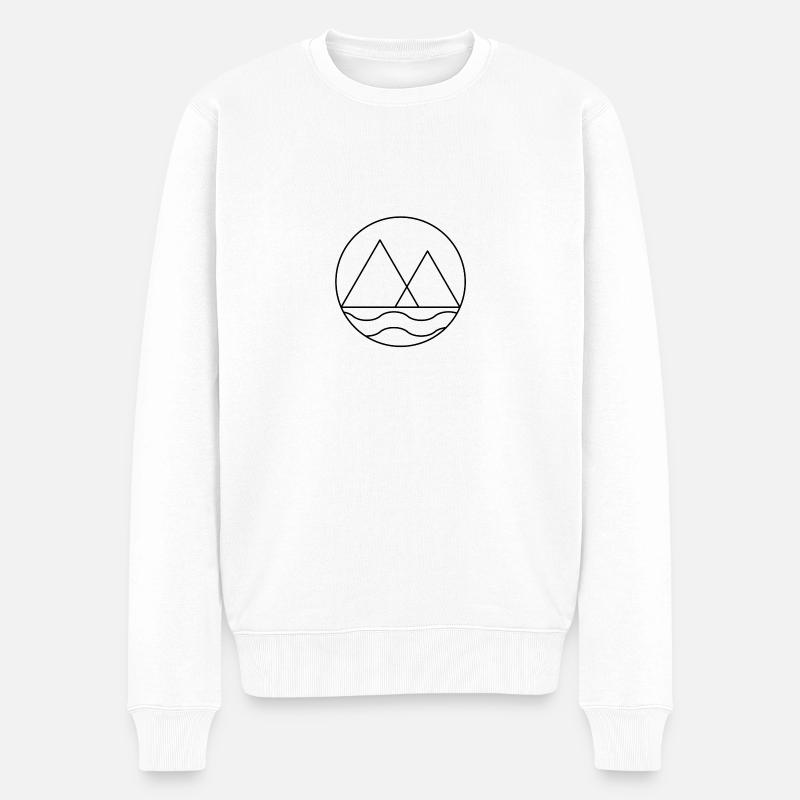 Montagnes avec des vagues - Pull Premium bio Homme - blanc