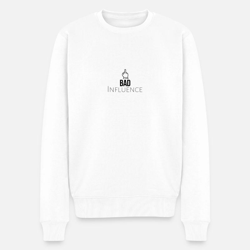 Bad Influence - Männer Premium Bio Pullover - Weiß