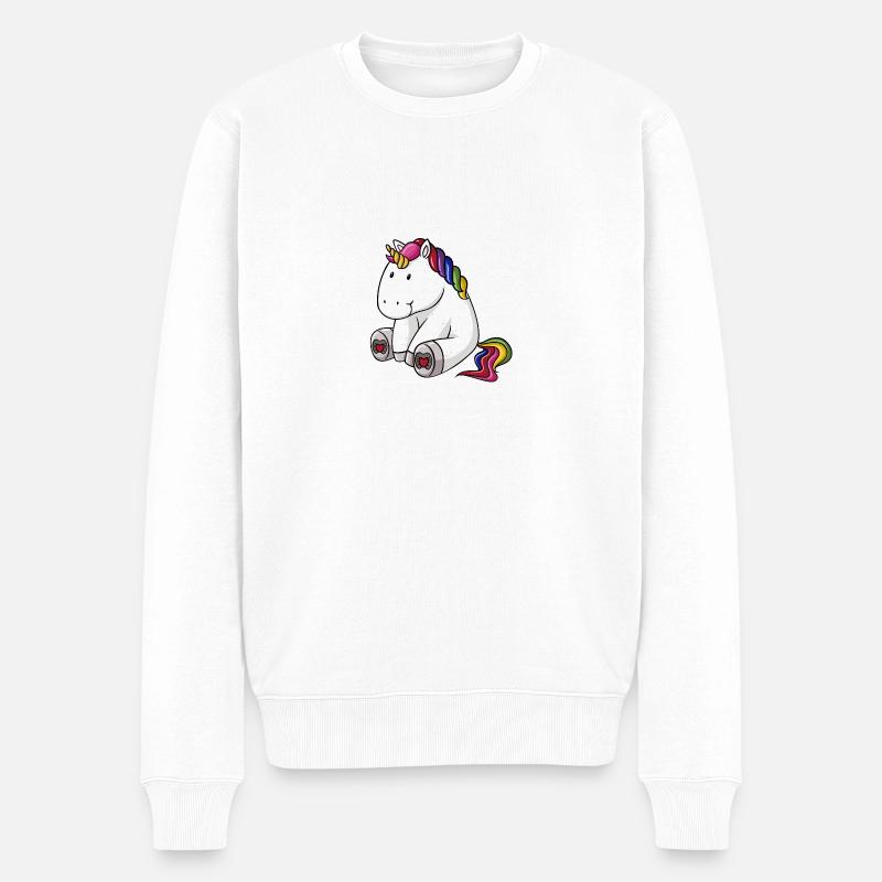 Einhorn Regenbogen - Männer Premium Bio Pullover - Weiß