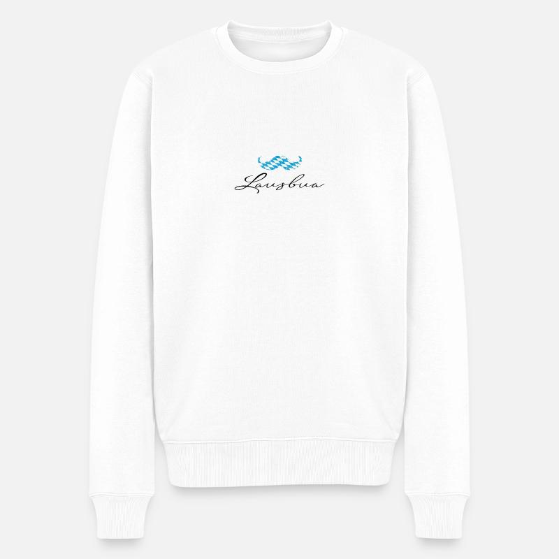 lausbua mit bayrischen bart - Männer Premium Bio Pullover - Weiß