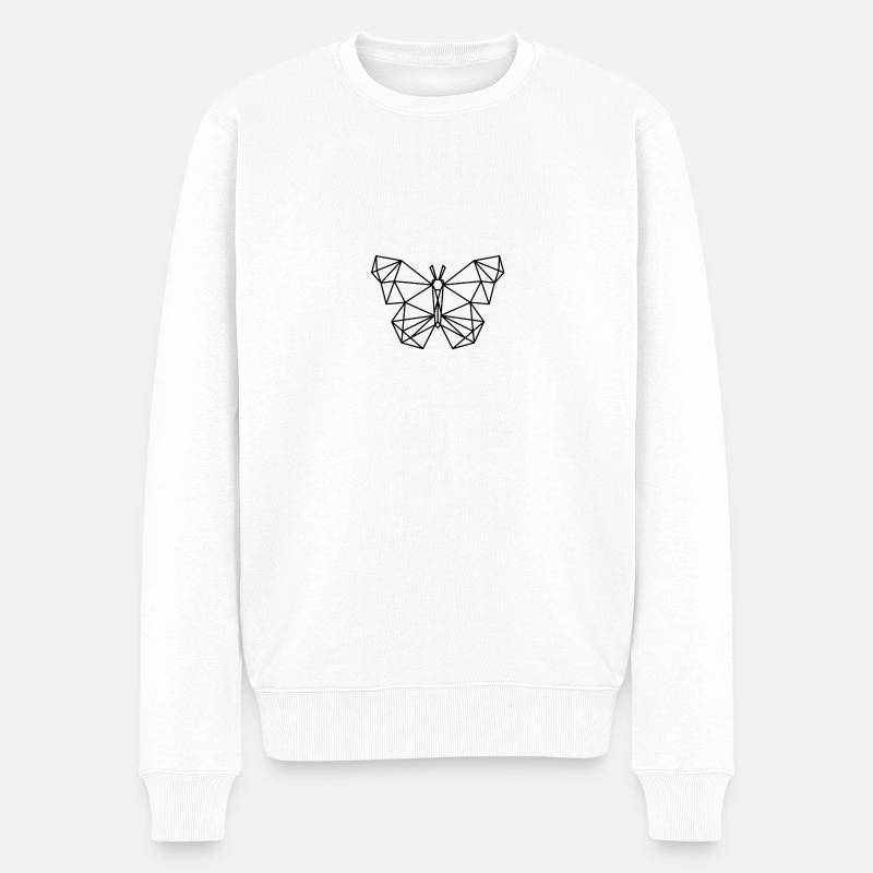 Schlichtes Schmetterling Design - Männer Premium Bio Pullover - Weiß