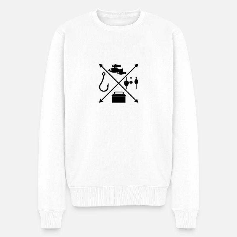 angeln - Männer Premium Bio Pullover - Weiß