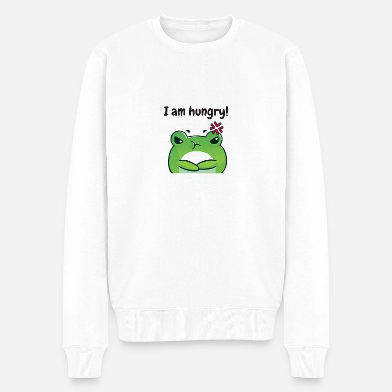 Hungriger Frosch - Männer Premium Bio Pullover - Weiß