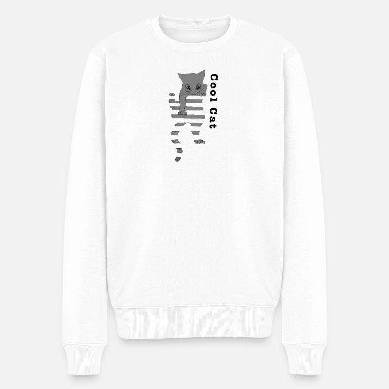 Coole Katze - Männer Premium Bio Pullover - Weiß