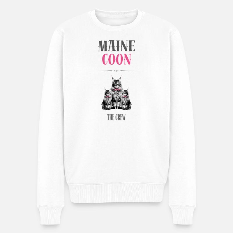 Maine Coon - Die Crew - Männer Premium Bio Pullover - Weiß