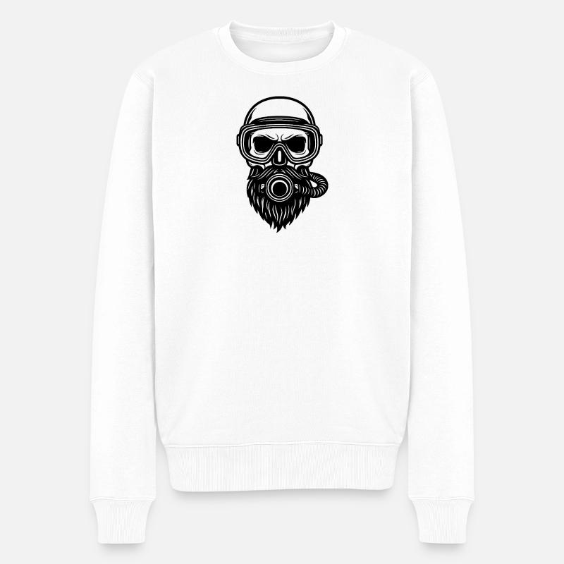 Skull Diver - Männer Premium Bio Pullover - Weiß