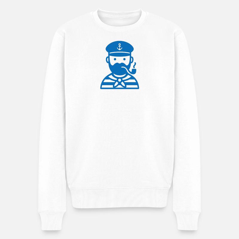 Seemann. Kapitän. Seebär - Männer Premium Bio Pullover - Weiß