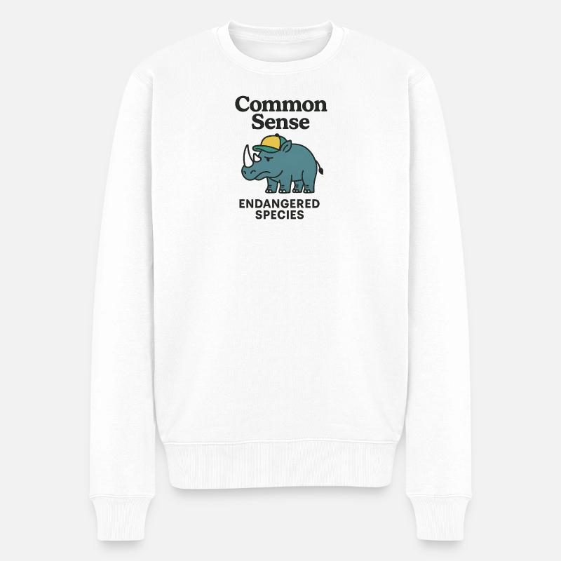 Gesunder Menschenverstand Gefährdete Arten Nashorn - Männer Premium Bio Pullover - Weiß