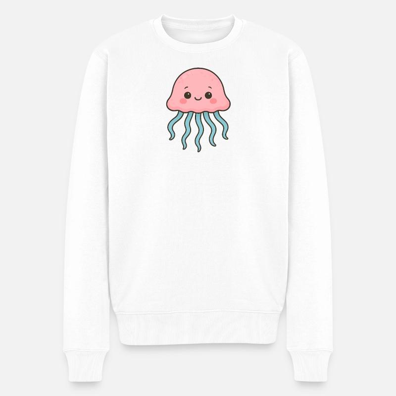 Illustration de méduse mignonne - Pull Premium bio Homme - blanc