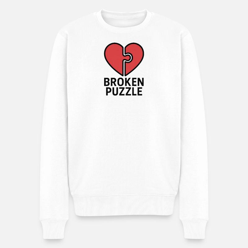 Conception de coeur perplexe - Pull Premium bio Homme - blanc