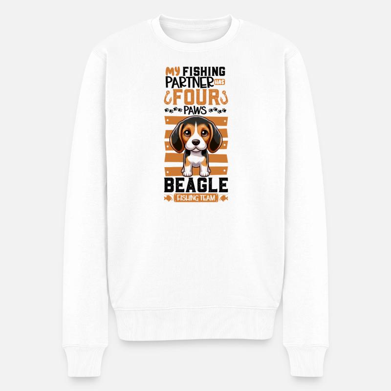 Angeln und Beagle - Männer Premium Bio Pullover - Weiß