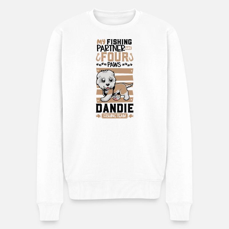 Pêche et Dandie Dinmont Terrier - Pull Premium bio Homme - blanc