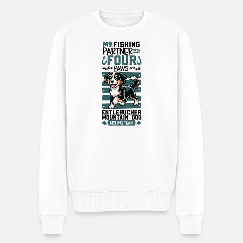 Angeln und Estnische Bracke - Männer Premium Bio Pullover - Weiß