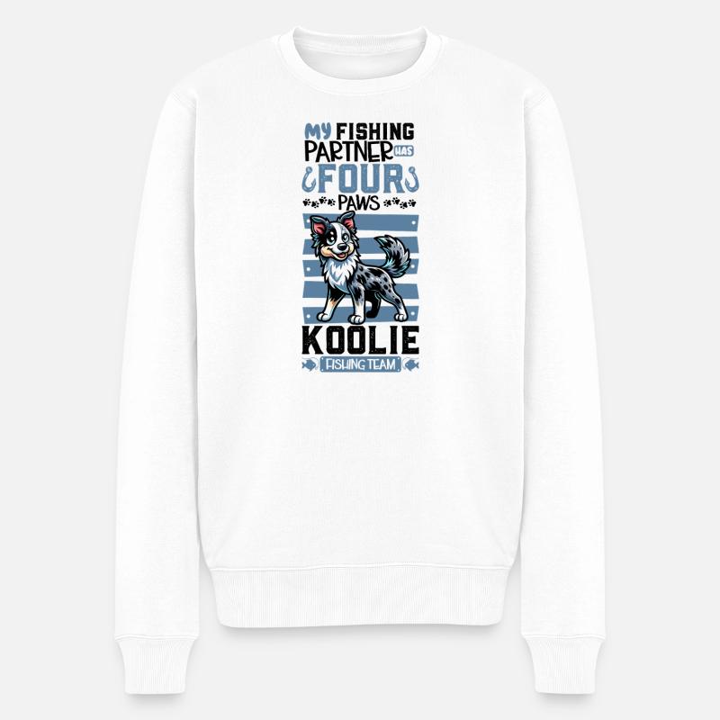 Pêche et Koolie - Pull Premium bio Homme - blanc