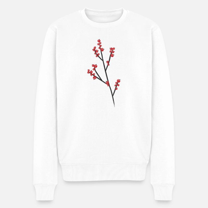 Branches de baies rouges - Pull Premium bio Homme - blanc