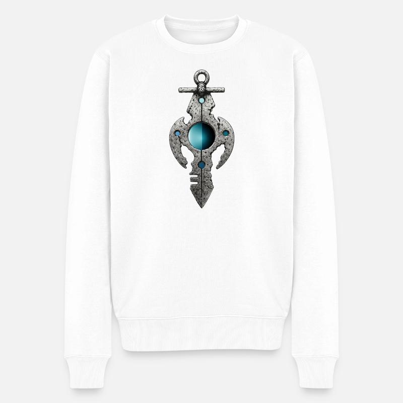 Sacred Fragment – Mystisches Sigil - Männer Premium Bio Pullover - Weiß