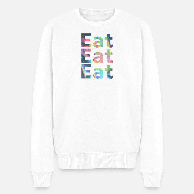 Retro Eat Gourmet - Männer Premium Bio Pullover - Weiß