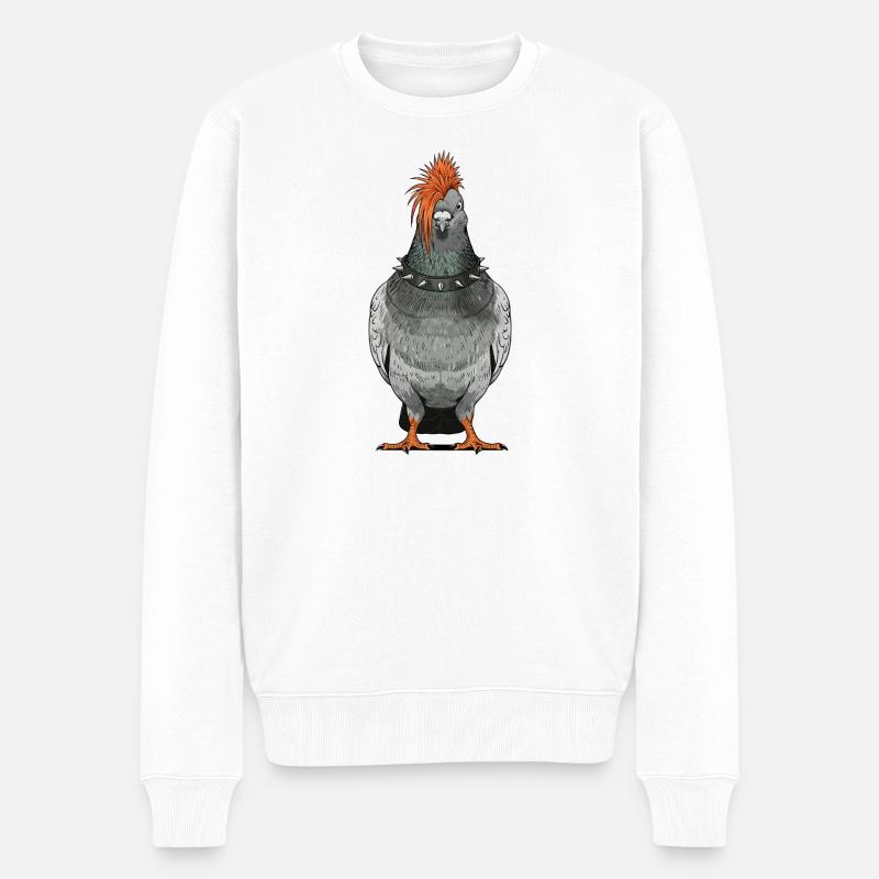 Punk Taube - Männer Premium Bio Pullover - Weiß