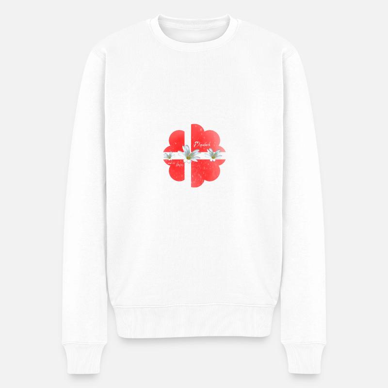 Dänemark Fahne mit Blumen Denmark - Männer Premium Bio Pullover - Weiß