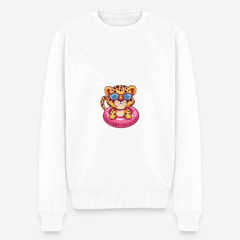 Léopard Bande dessinée Cool - Pull Premium bio Homme - blanc