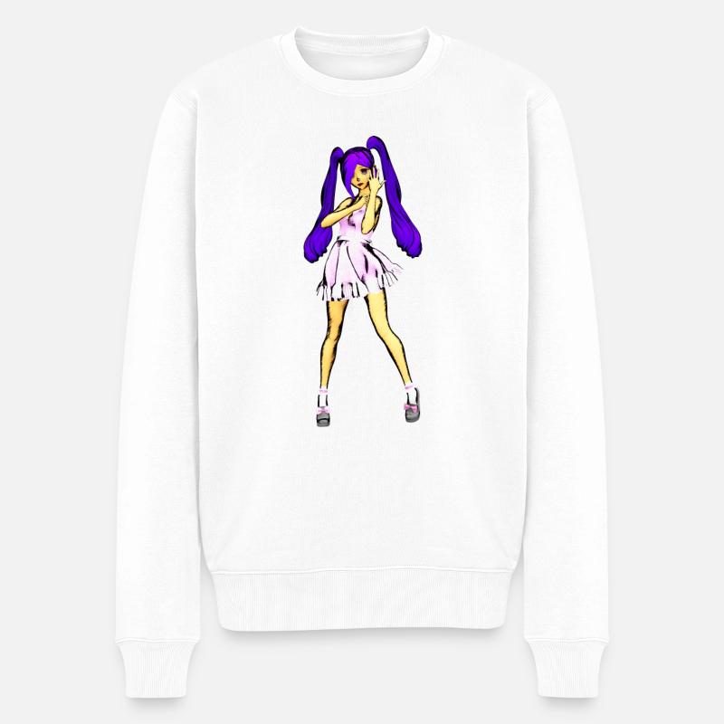 Manga Mädchen - Männer Premium Bio Pullover - Weiß