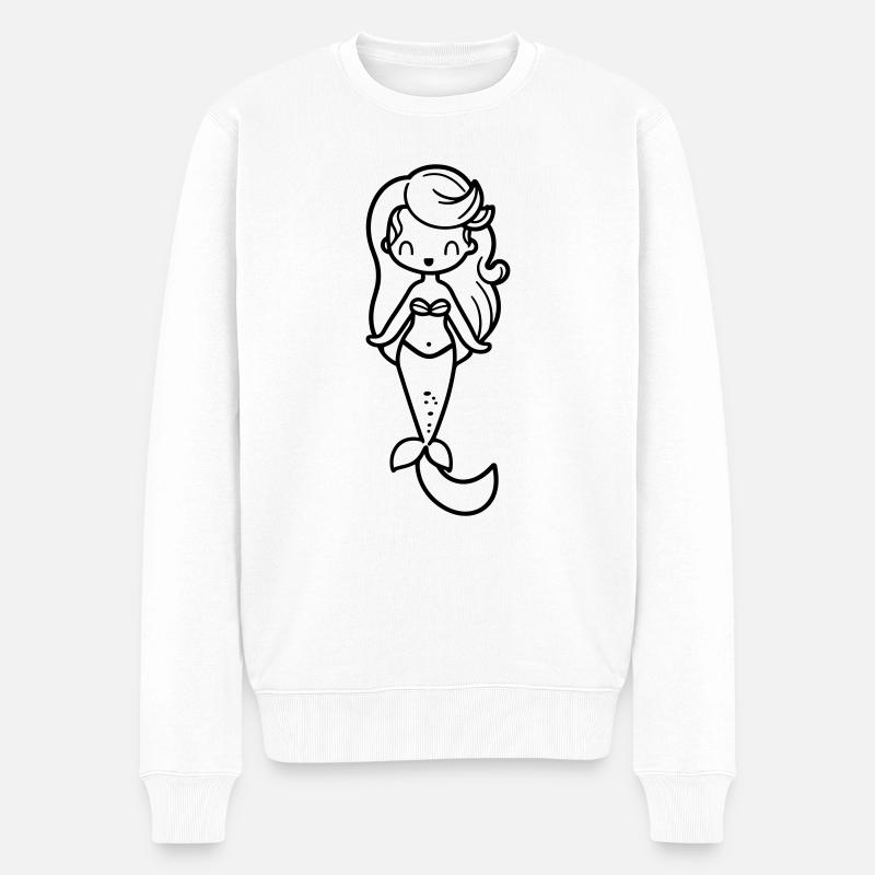 Meerjungfrau - Männer Premium Bio Pullover - Weiß