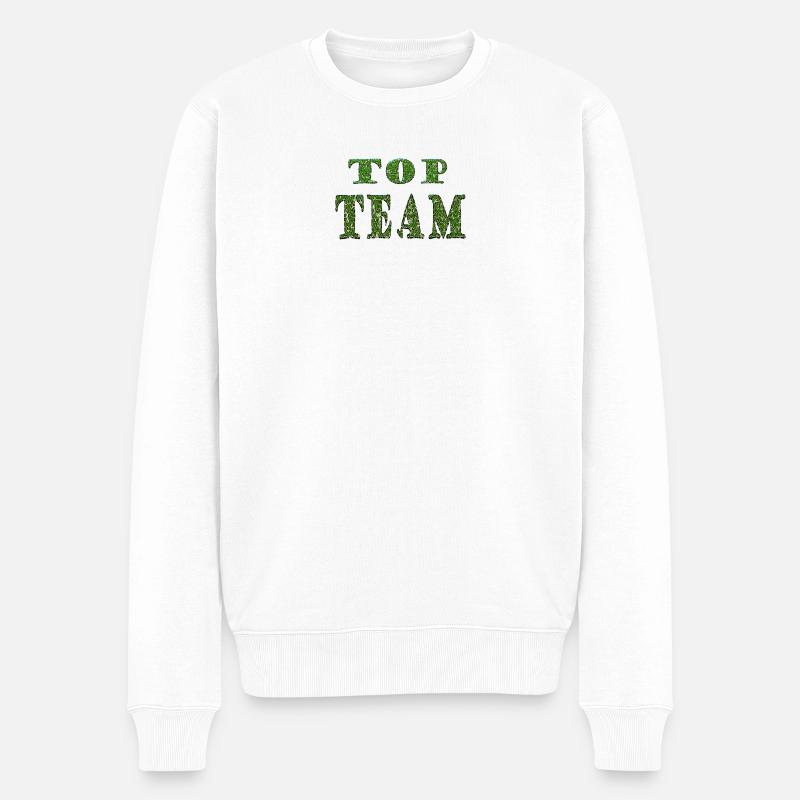 Top Team Grünes Mustertextur - Männer Premium Bio Pullover - Weiß