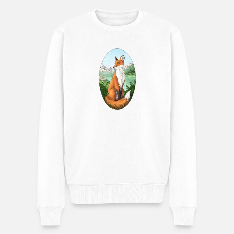 Fuchs in der Natur - Männer Premium Bio Pullover - Weiß