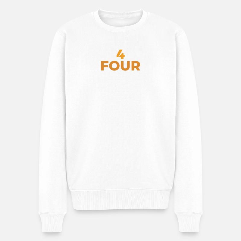 DESIGN CHIFFRE 4 ET LETTRES TYPOGRAPHY - Pull Premium bio Homme - blanc