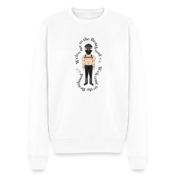 Willkommen in der Bearhood - Männer Premium Bio Pullover - Weiß - Vorne - Thijin (182cm)