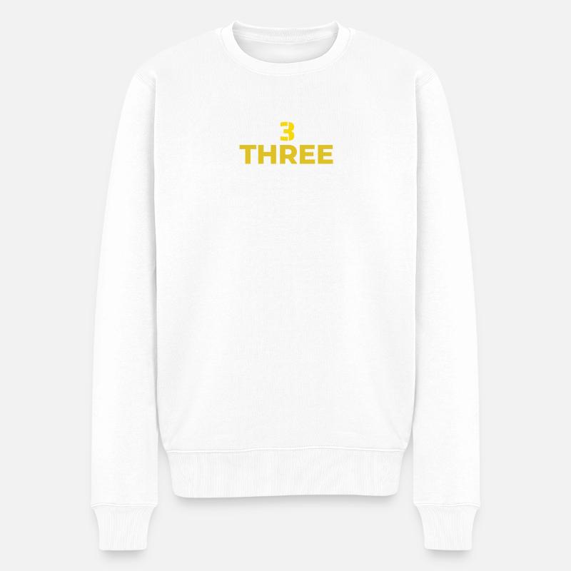 Drei gelbe, fett gedruckte - Männer Premium Bio Pullover - Weiß