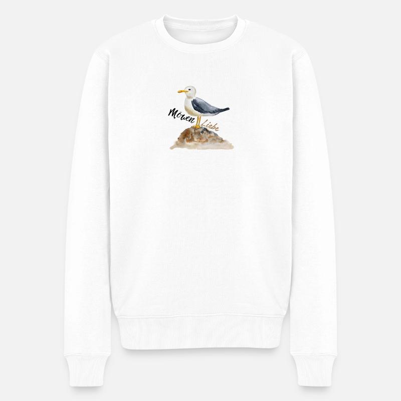Möwen Liebe Illustration - Männer Premium Bio Pullover - Weiß