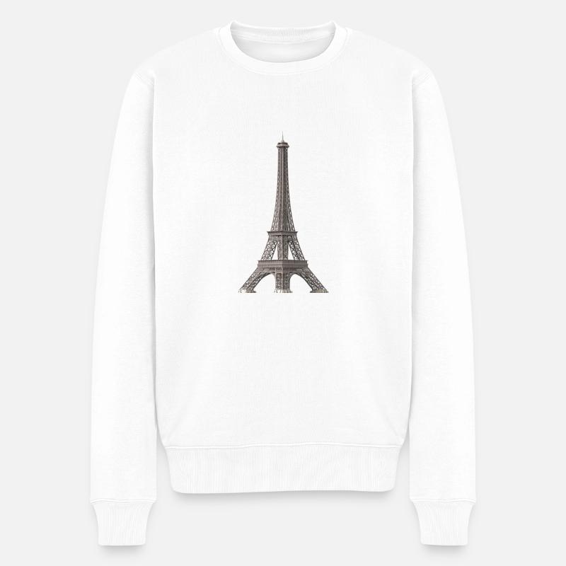 Eiffel Tower - Männer Premium Bio Pullover - Weiß